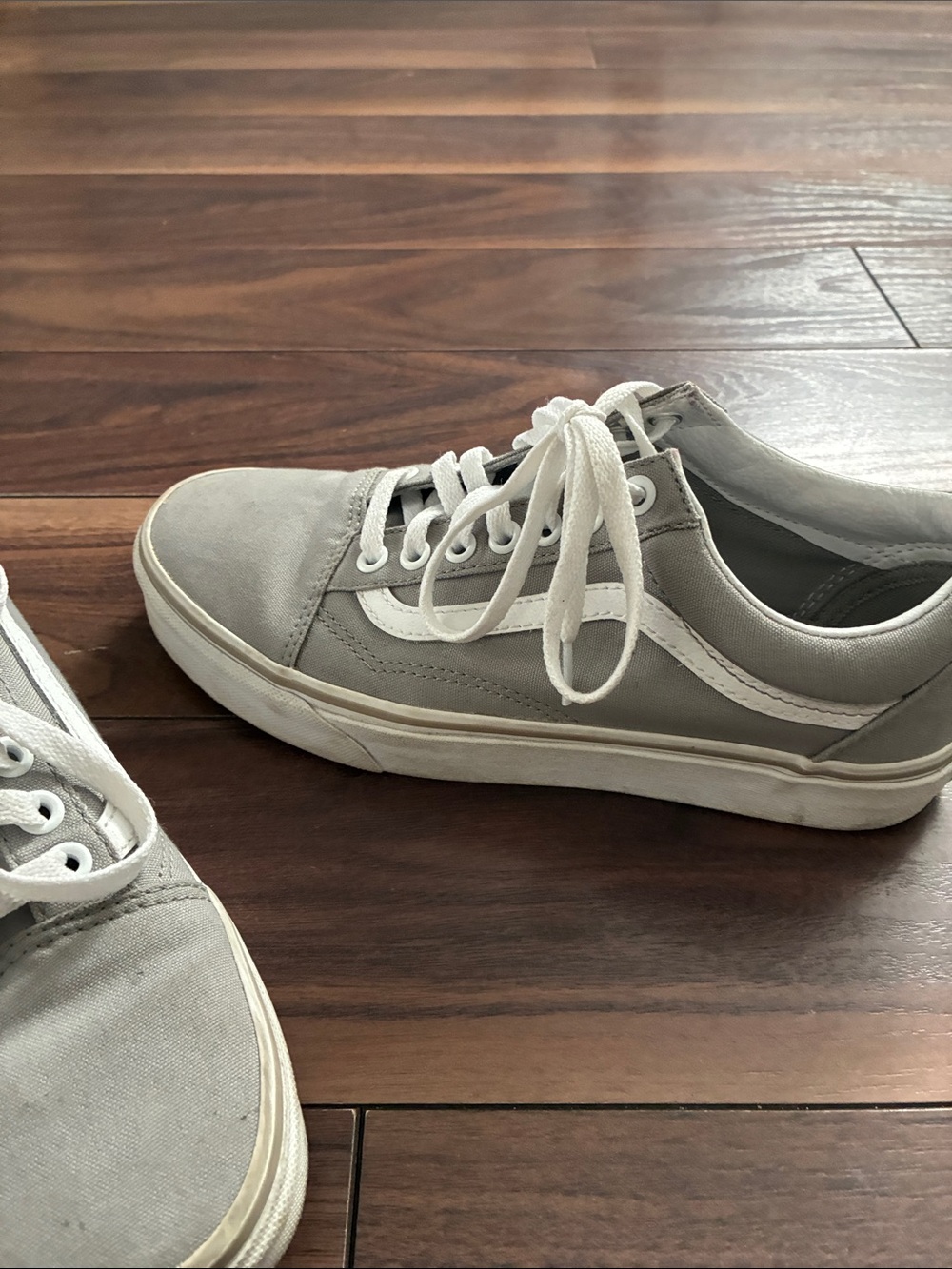 Vans Light Gray Low-Top Sneakers with White Stripe - Picture 2 of 4